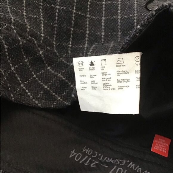 ESPRIT mini skirt 75% wool plaid size 0 black grey - Picture 8 of 15
